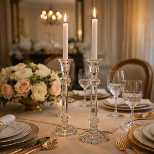 Set of 2 Crystal Candlestick Holders